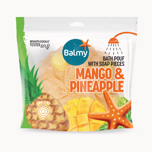 Balmy Bath Pouf With Mango & Pineapple Soap