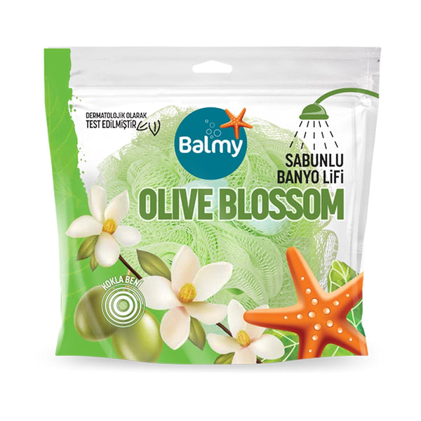Balmy Bath Pouf With Olive Blossom Soap